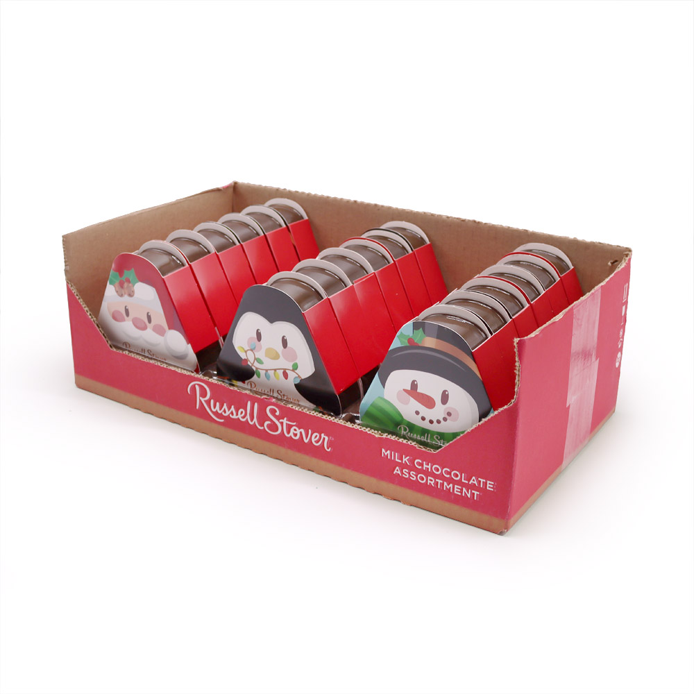 assorted milk chocolate christmas gift box, 1.5 oz., case of 18 | chocolates | by russell stover