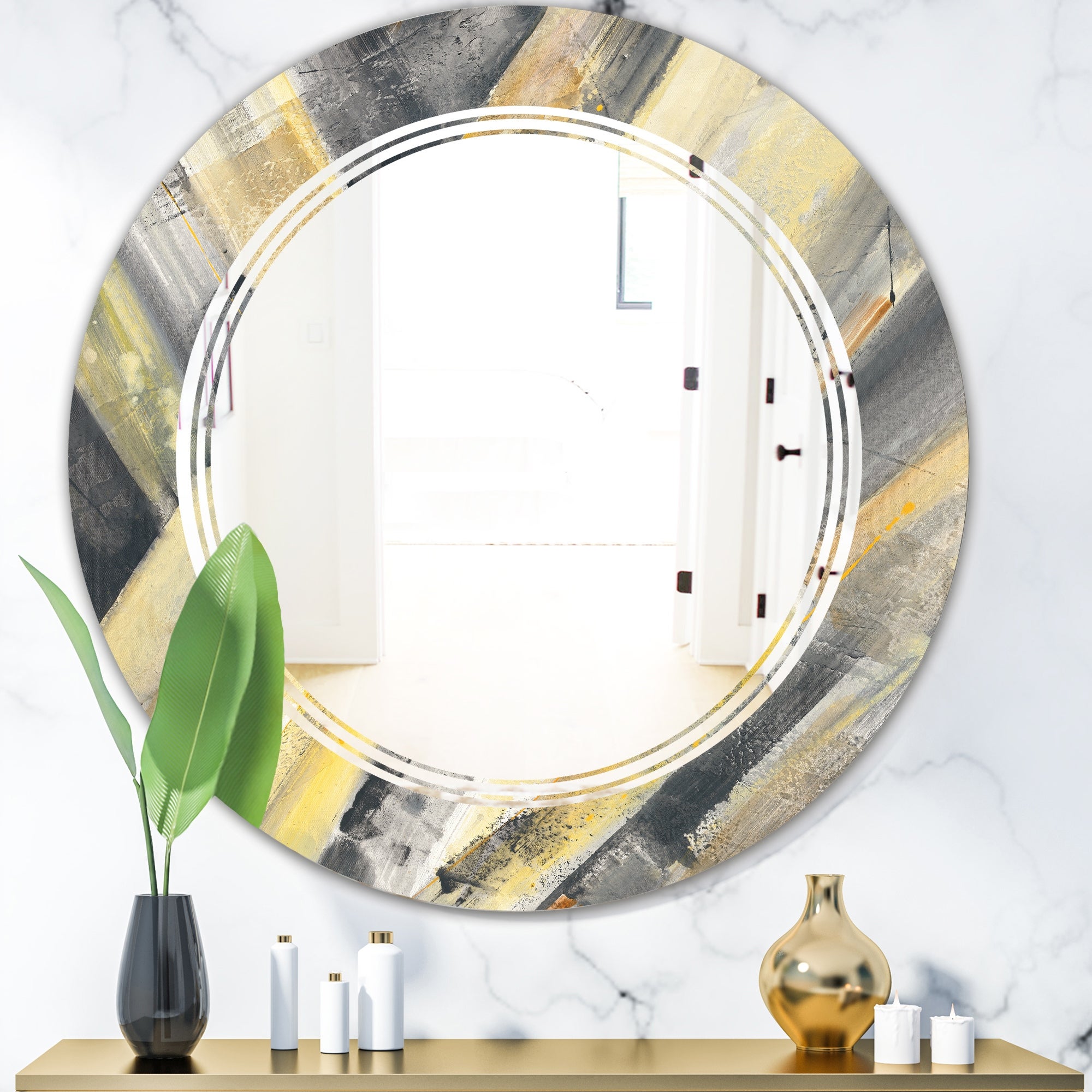 Porch & Den 'Geometric Beige Glacier' Wall Mirror