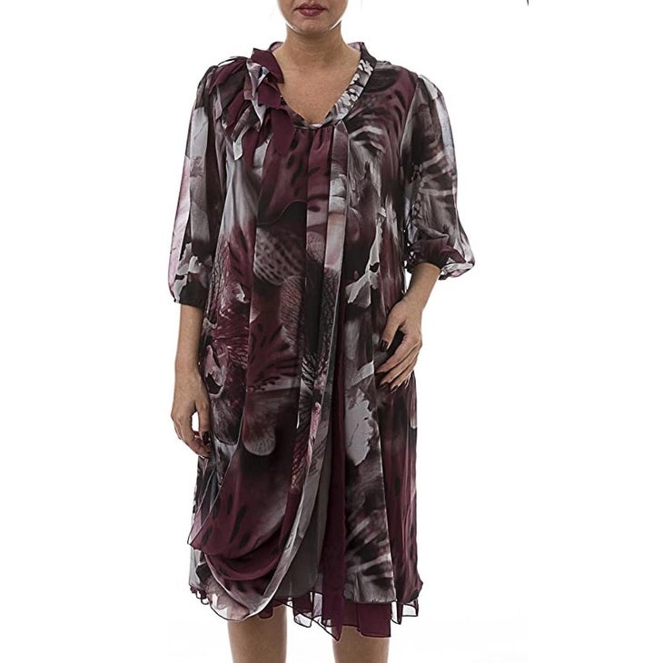 LA MOUETTE Women's Plus Size Floral Chiffon Dress