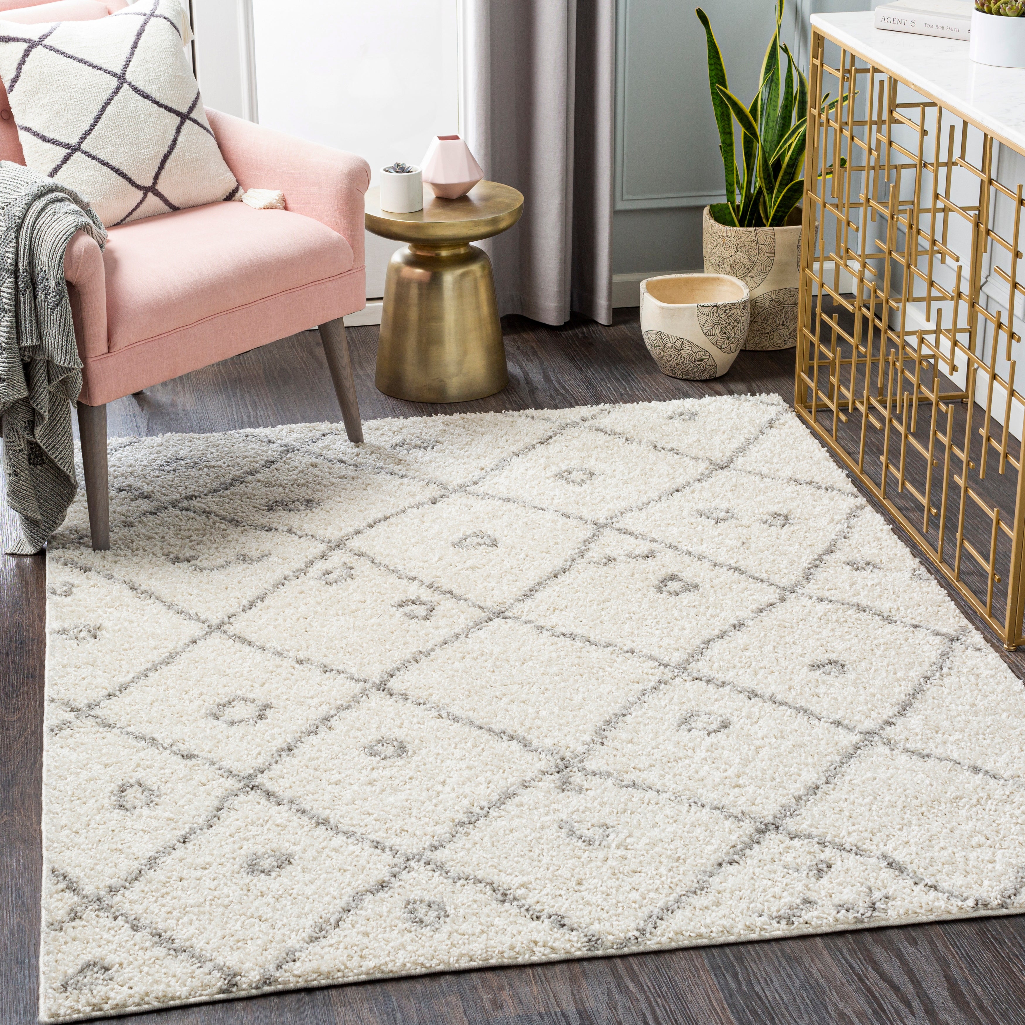 Kenyetta Boho Trellis Plush Area Rug