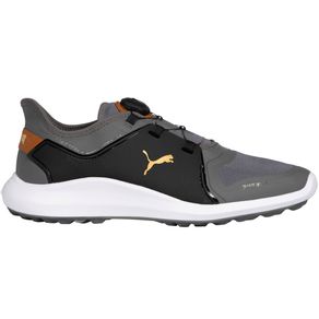 Puma Men\'s Ignite Fasten8 Disc Spikeless Golf Shoes 6004104-Quiet Shade/Gold/Puma Black  Size 9 M, quiet shade/gold/puma black