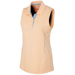 Sunice Women\'s Breanna Dreamskin Coollite Sleeveless Polo 6005921-Peach Cobbler  Size xl, peach cobbler