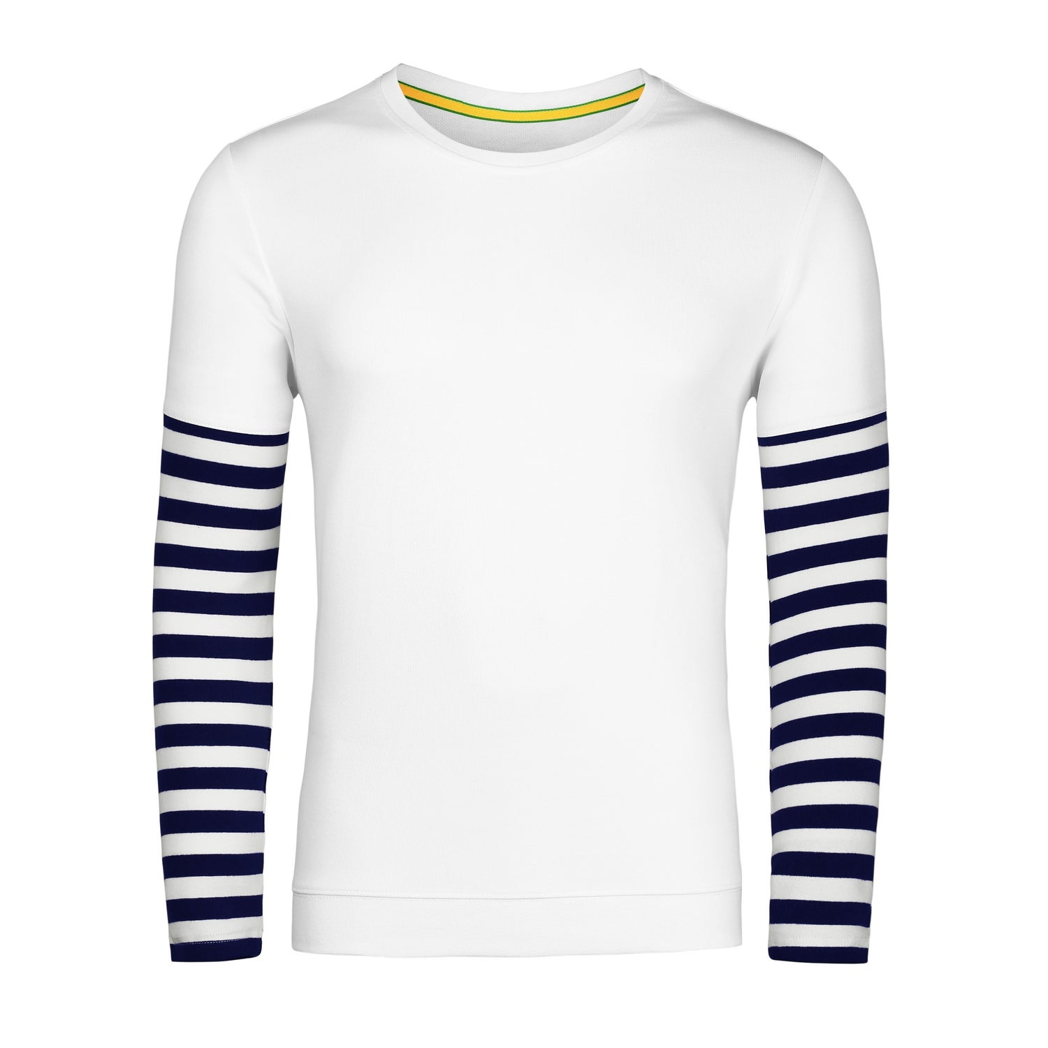 Men's Stripes Panel Sleeve Crewneck Striped Pullover