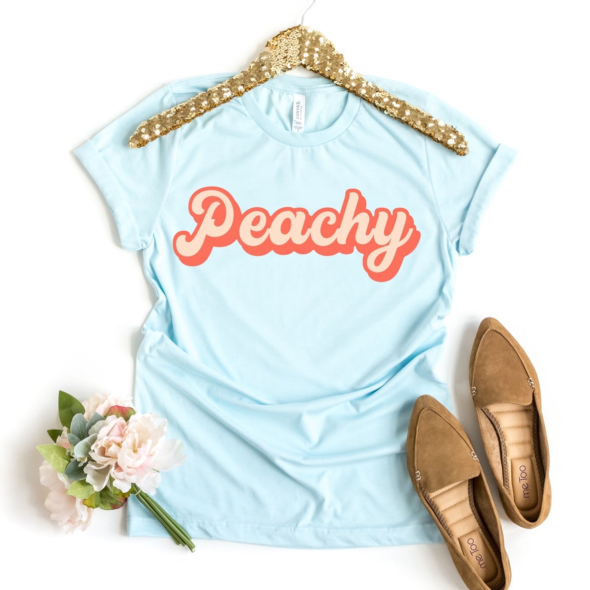 Peachy T-Shirt, Summertime Shirt, Womens Hippie Tee, Festival Shirts, Party Tshirt, Beach Gift, Weekend Top, Vacation