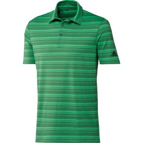 adidas Men\'s Heather Snap Primegreen Polo 7001769-Semi Screaming Green/Black  Size lg, semi screaming green/black