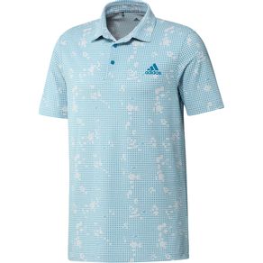 adidas Men\'s Primegreen Polo 7001912-Gray One Heather/Sonic Aqua  Size 2xl, gray one heather/sonic aqua