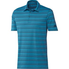 adidas Men\'s Heather Snap Primegreen Polo 7002090-Sonic Aqua/Crew Navy  Size sm, sonic aqua/crew navy