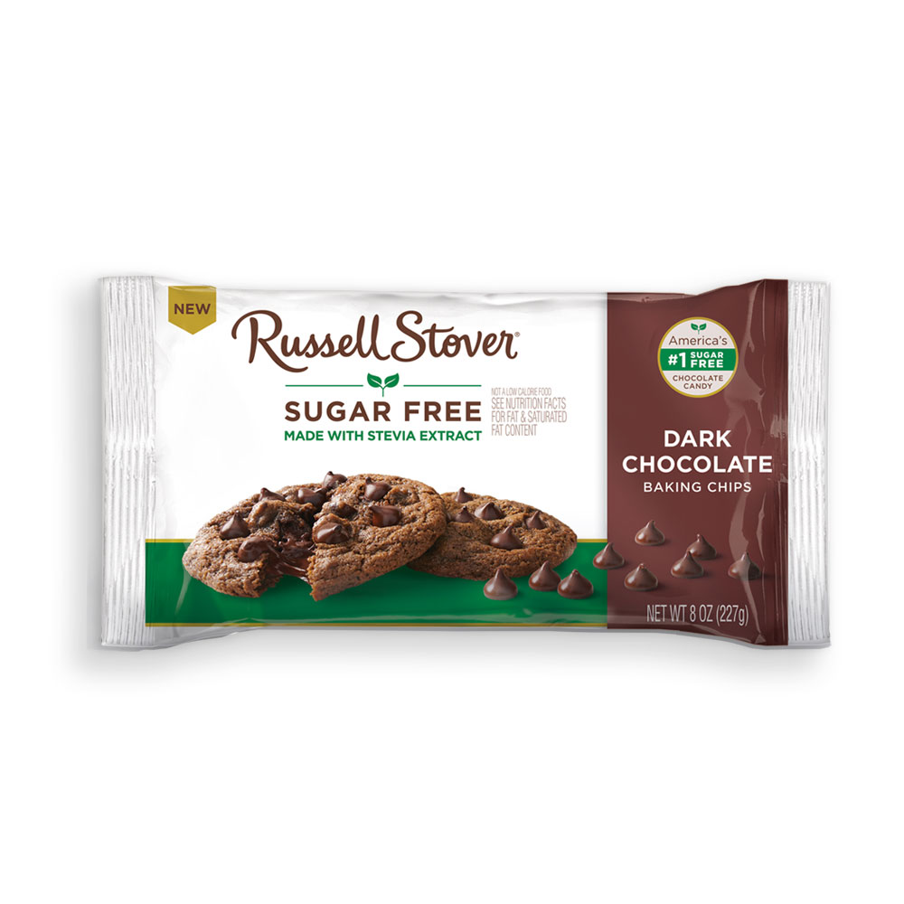 sugar free dark chocolate baking chips, 8 oz. bag | dark chocolates | by russellstover