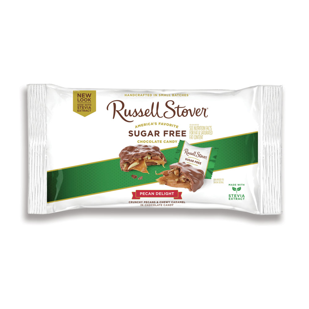 sugar free pecan delights, 10 oz. bag | nuts & peanut butter | chocolates | by russell stover