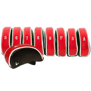 Callaway Deluxe Iron Headcovers - 9 Piece 930359-Red/Black/White  Size 9 pc set, red/black/white