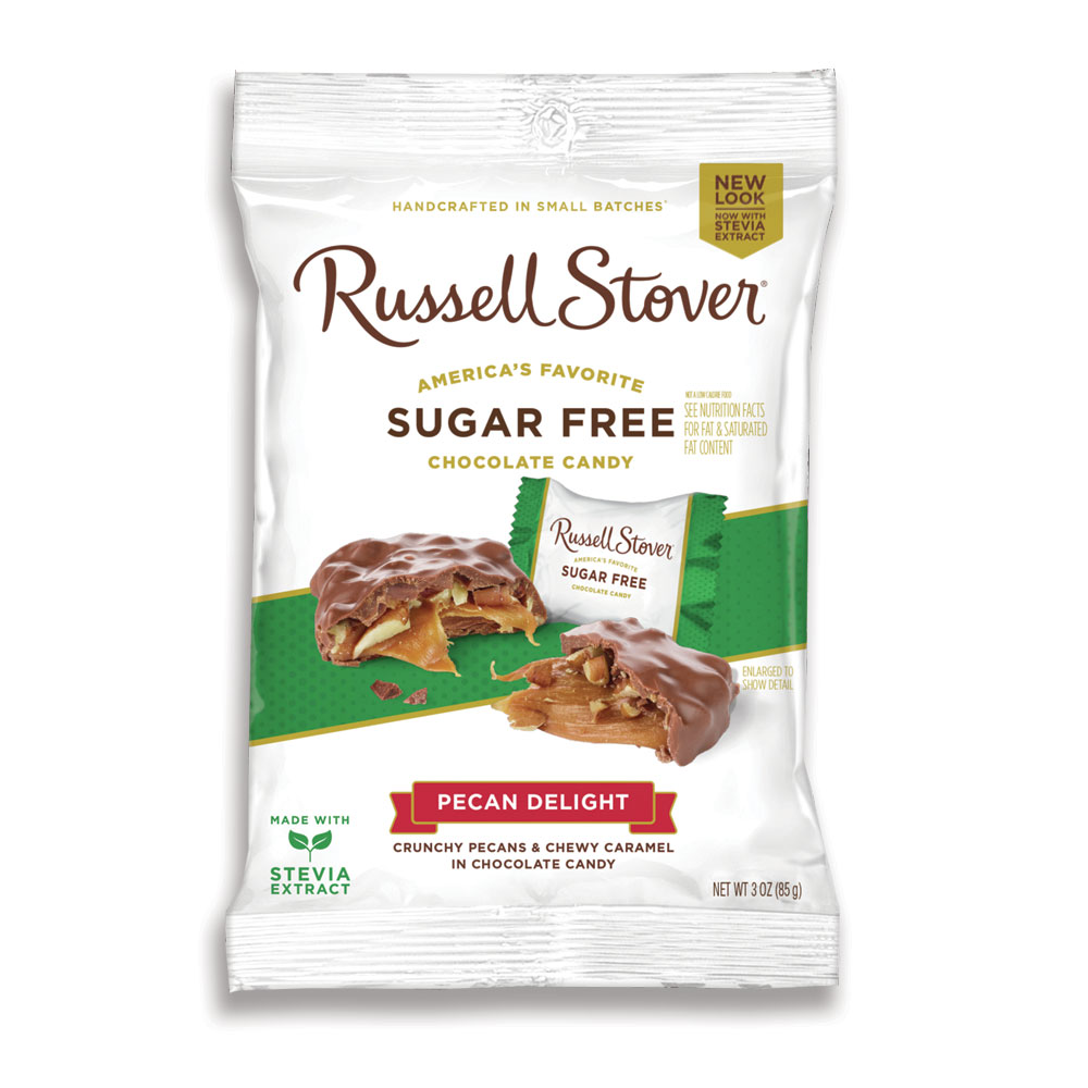 sugar free pecan delights, 3 oz. bag | nuts & peanut butter | chocolates | by russell stover