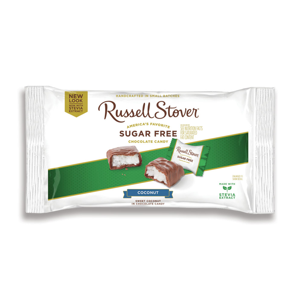 sugar free coconut, 10 oz. bag | chocolates | individually wrapped | by russell stover