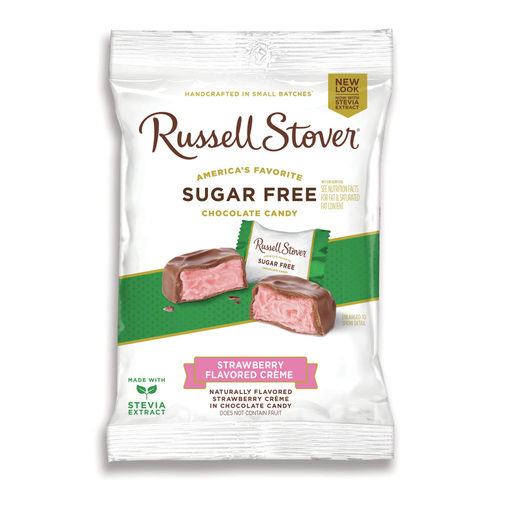 sugar free strawberry cream, 3 oz. bag | fruit candies | chocolates | by russell stover