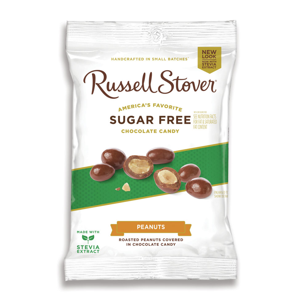 sugar free chocolate covered peanuts, 3.6 oz. bag | nuts & peanut butter | by russell stover