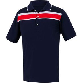 FootJoy Juniors\' Lisle Chest Stripe Knit Polo 983527-Navy  Size lg, navy