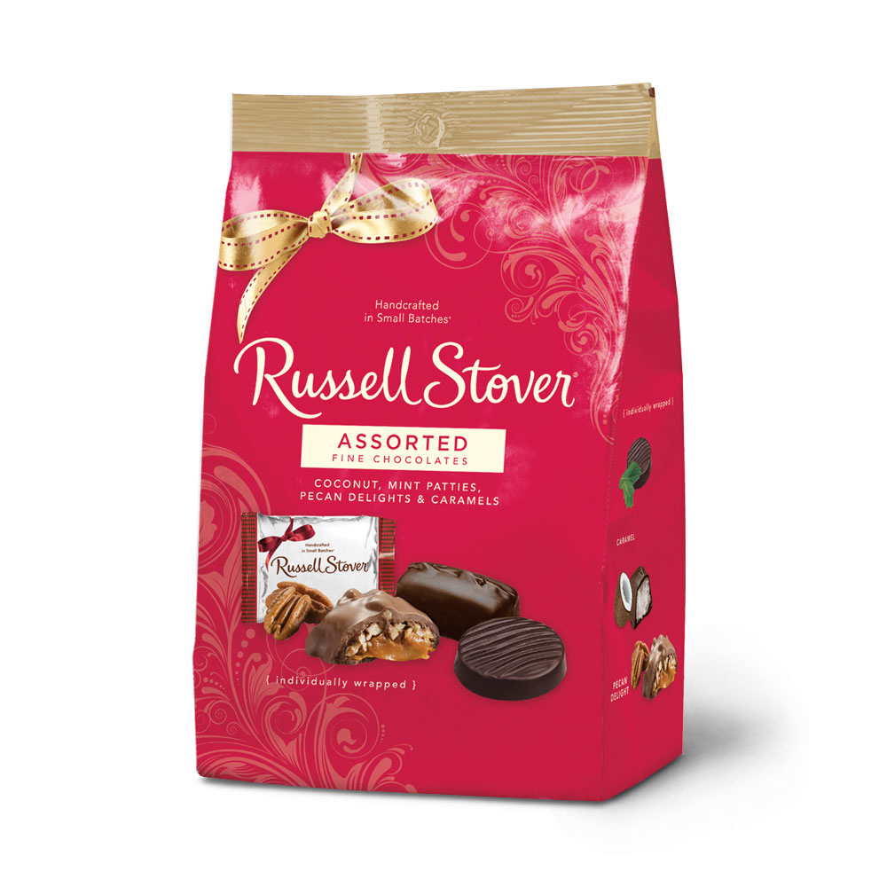 assorted chocolates red bag, 18.4 oz. bag | mixed assorted chocolates | individually wrapped | by russell stover