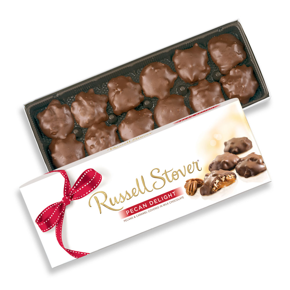 milk chocolate pecan delights, 11 oz. box | chocolates | by russell stover