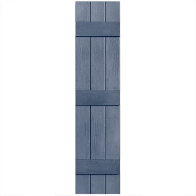 Three Batten, Three Board Closed Vinyl Shutters Pair Alpha Shutters Color: Blue, Height: 34