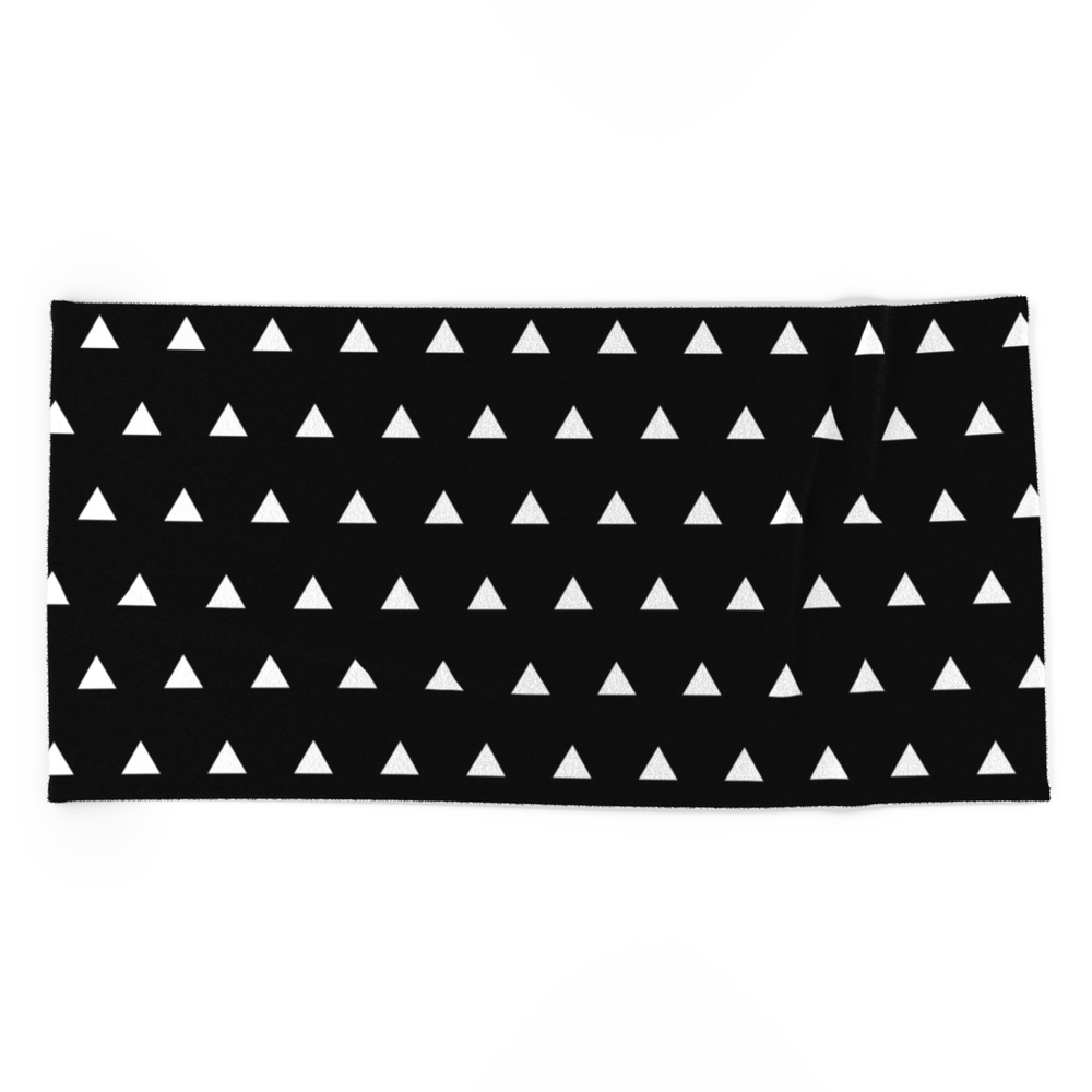 Black Triangles Pattern Beach Towel by hexdecor