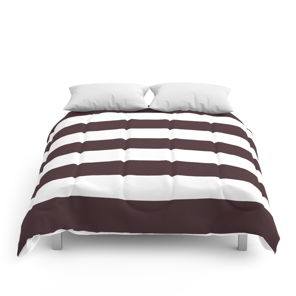 Temptress - Solid Color - White Stripes Pattern Comforter by makeitcolorful