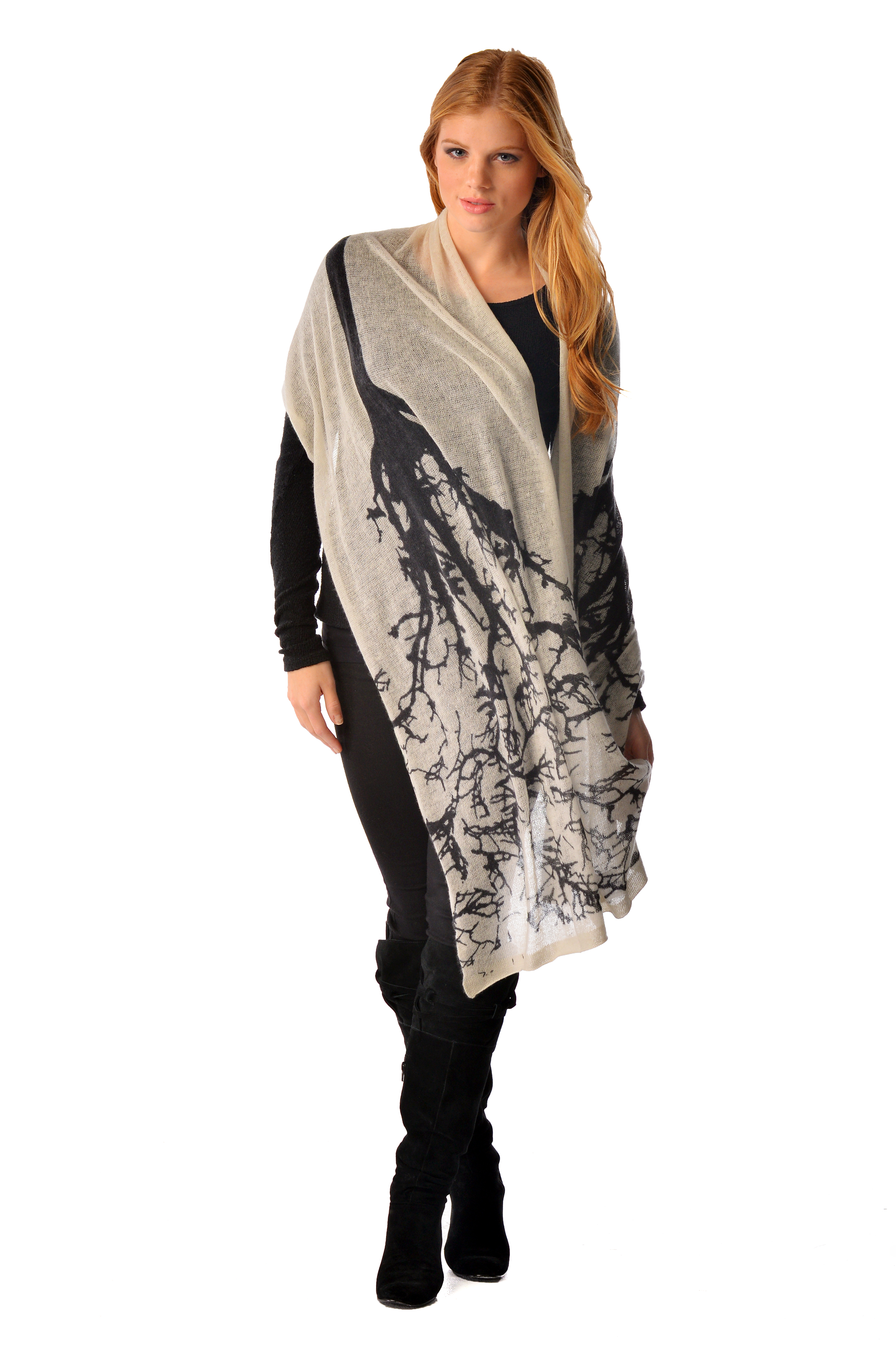 Pure Cashmere Printed Shawl (Pale Blossom)