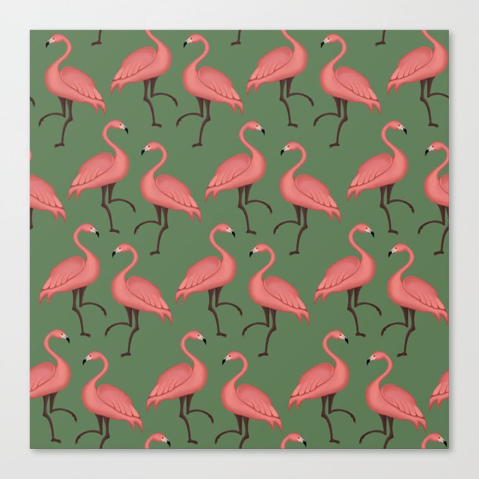 Flamingos Seamless Pattern Canvas Print by sunc0re