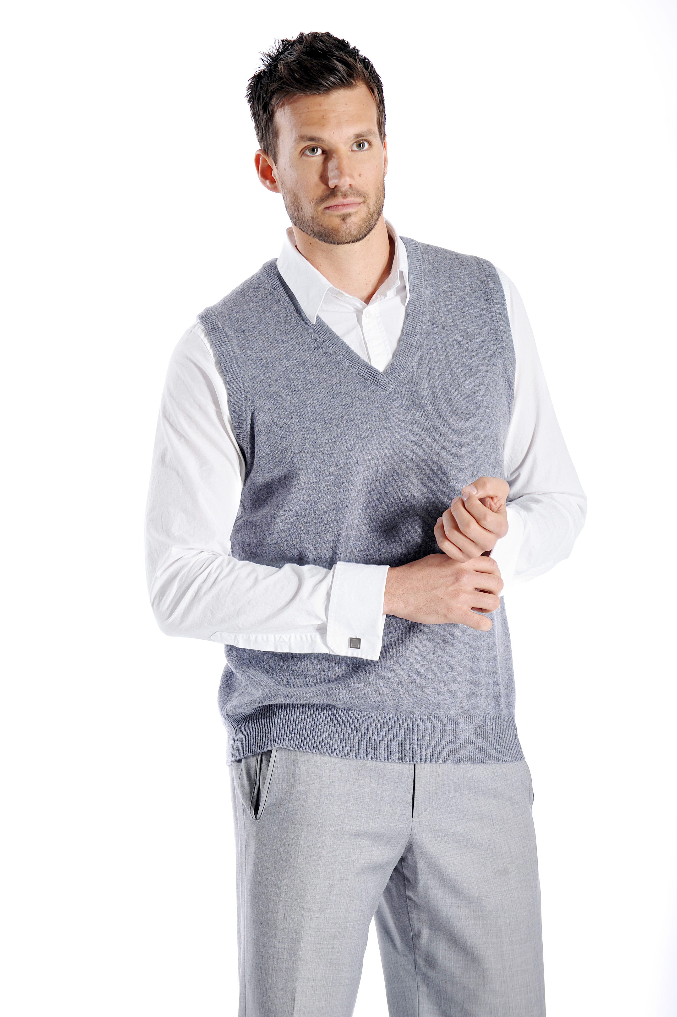 Men\'s Pure Cashmere Vest (Charcoal, Extra Large)