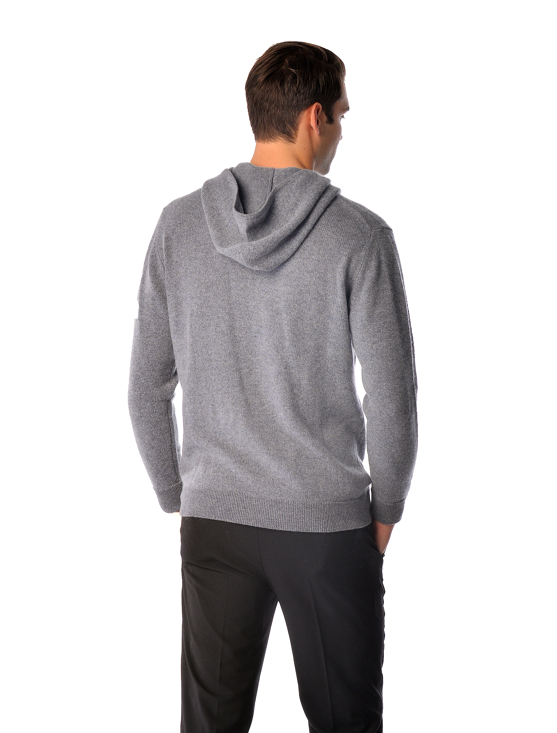 Men\'s Pure Cashmere Hoodie (Black, Large)