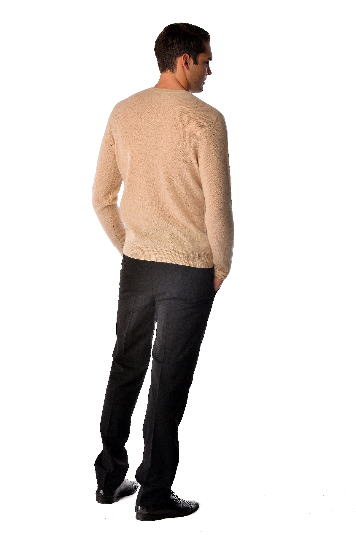 Pure Cashmere Crew Neck Spring Sweater for Men (Pale Blossom, Medium)