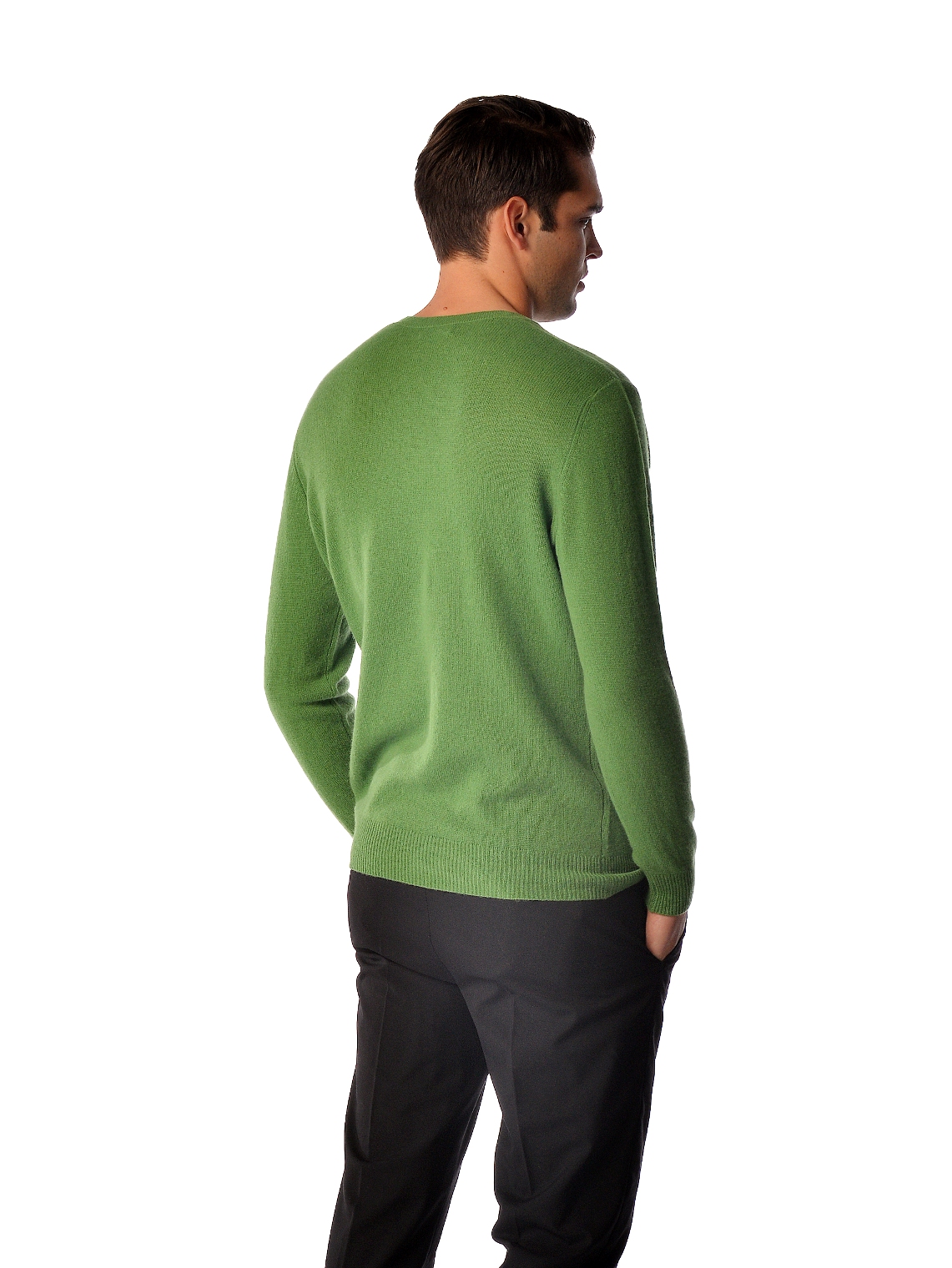 Pure Cashmere V-Neck Spring Sweater for Men (Blue Topaz, Large)