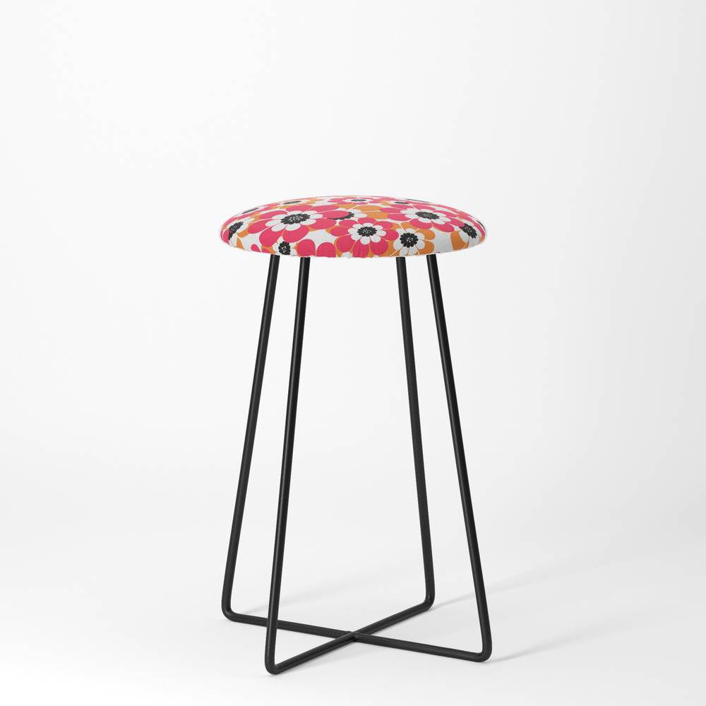 The Floral Pattern . Red And Yellow On A White Background . Counter Stool by decoli