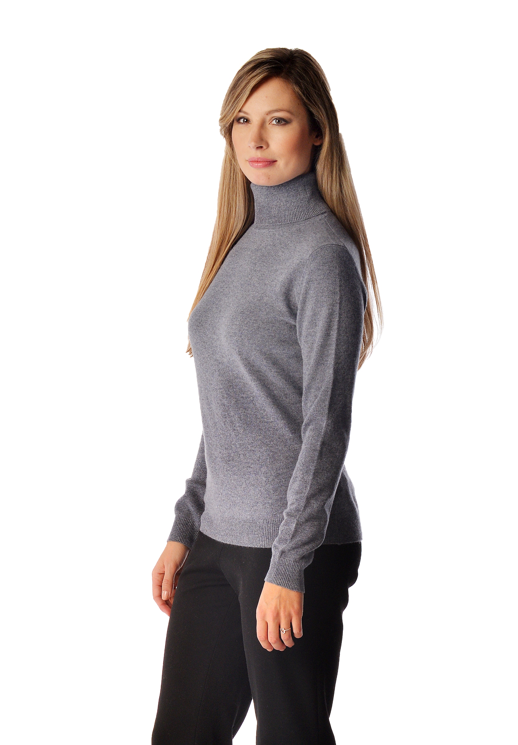 Women\'s Pure Cashmere Turtle Neck Sweater (Burgundy, Large)