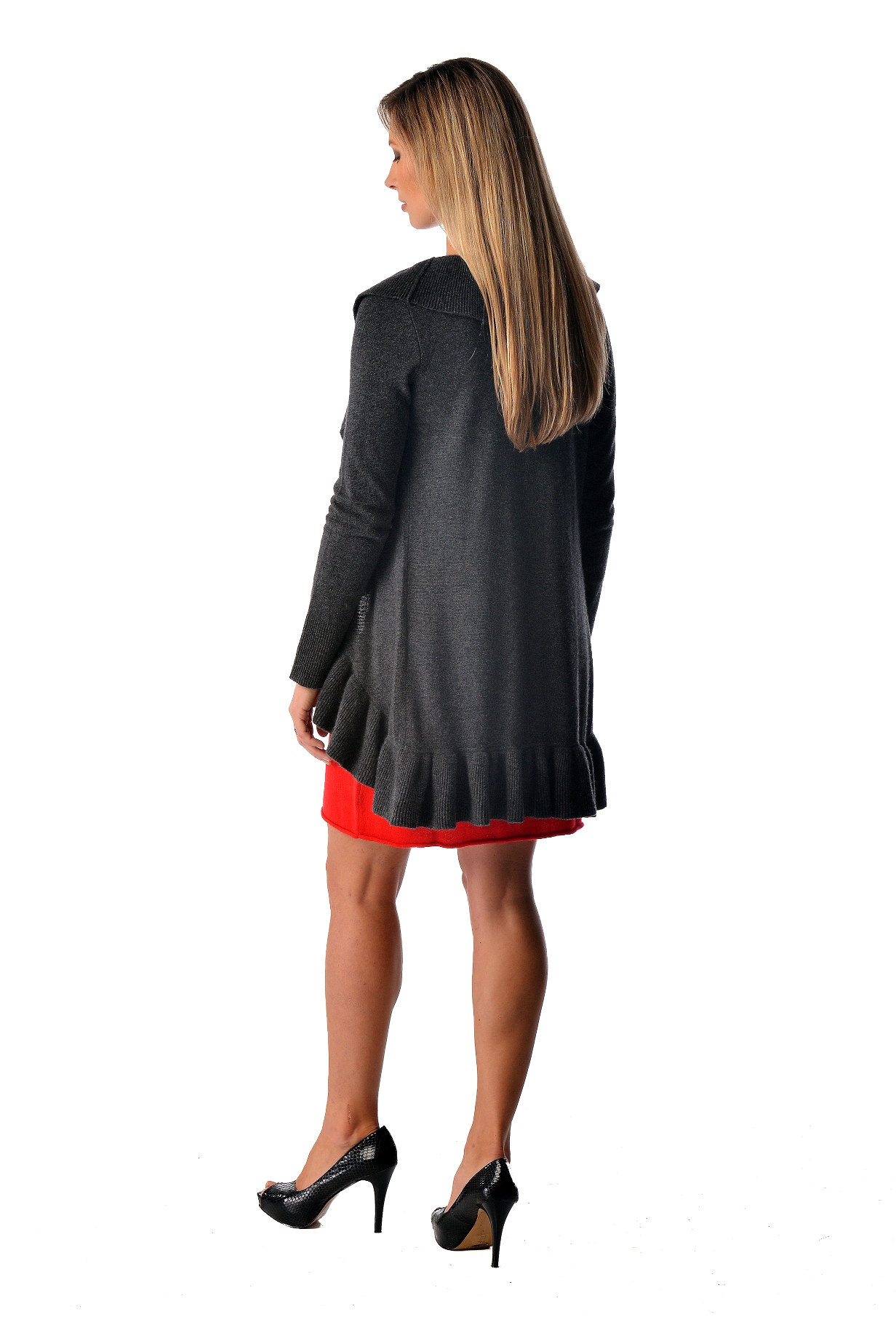 Women\'s Falbala Pure Cashmere Sweater (Charcoal, Large)