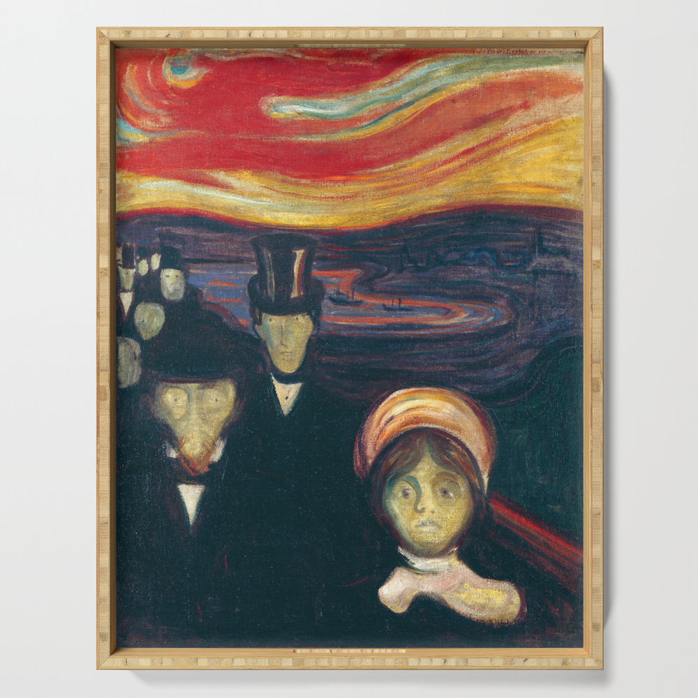 Edvard Munch - Anxiety , 1894 Serving Tray by fineearthprints