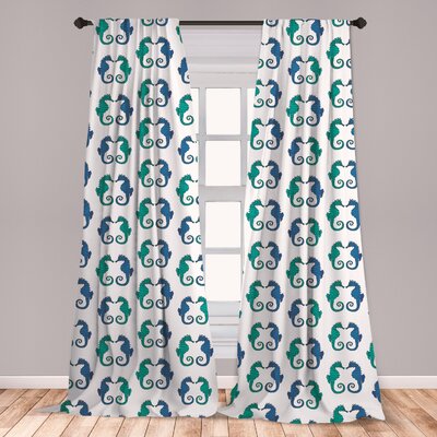 Seahorse Room Darkening Rod Pocket Curtain Panels East Urban Home Size per Panel: 28