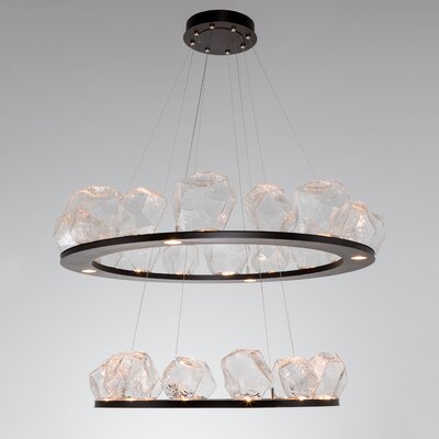 Gem 30 - Light LED Wagon Wheel Tiered Chandelier Hammerton Studio Finish: Satin Nickel, Shade Color: Clear