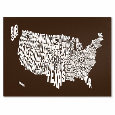 'USA States Text Map' Textual Art on Wrapped Canvas Trademark Fine Art Size: 14