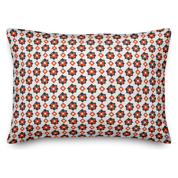 Red Flower Pattern Throw Pillow