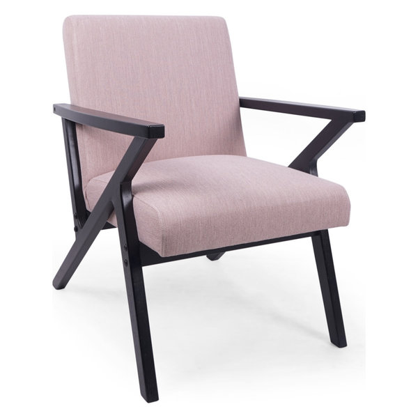 Brysen Elm Wood Club Chair, Light Blush, Black