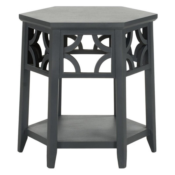 Safavieh Connor Hexagon End Table, Charcoal Gray