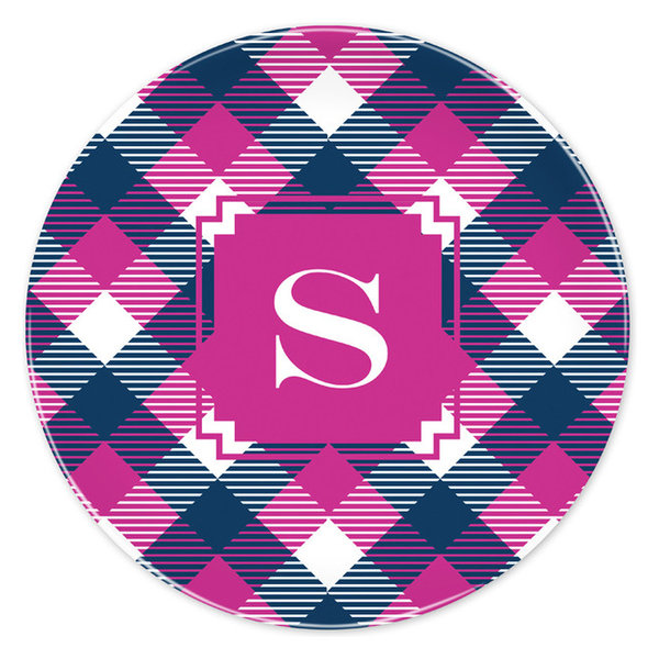 Melamine Plate Tartan Single Initial, Letter R