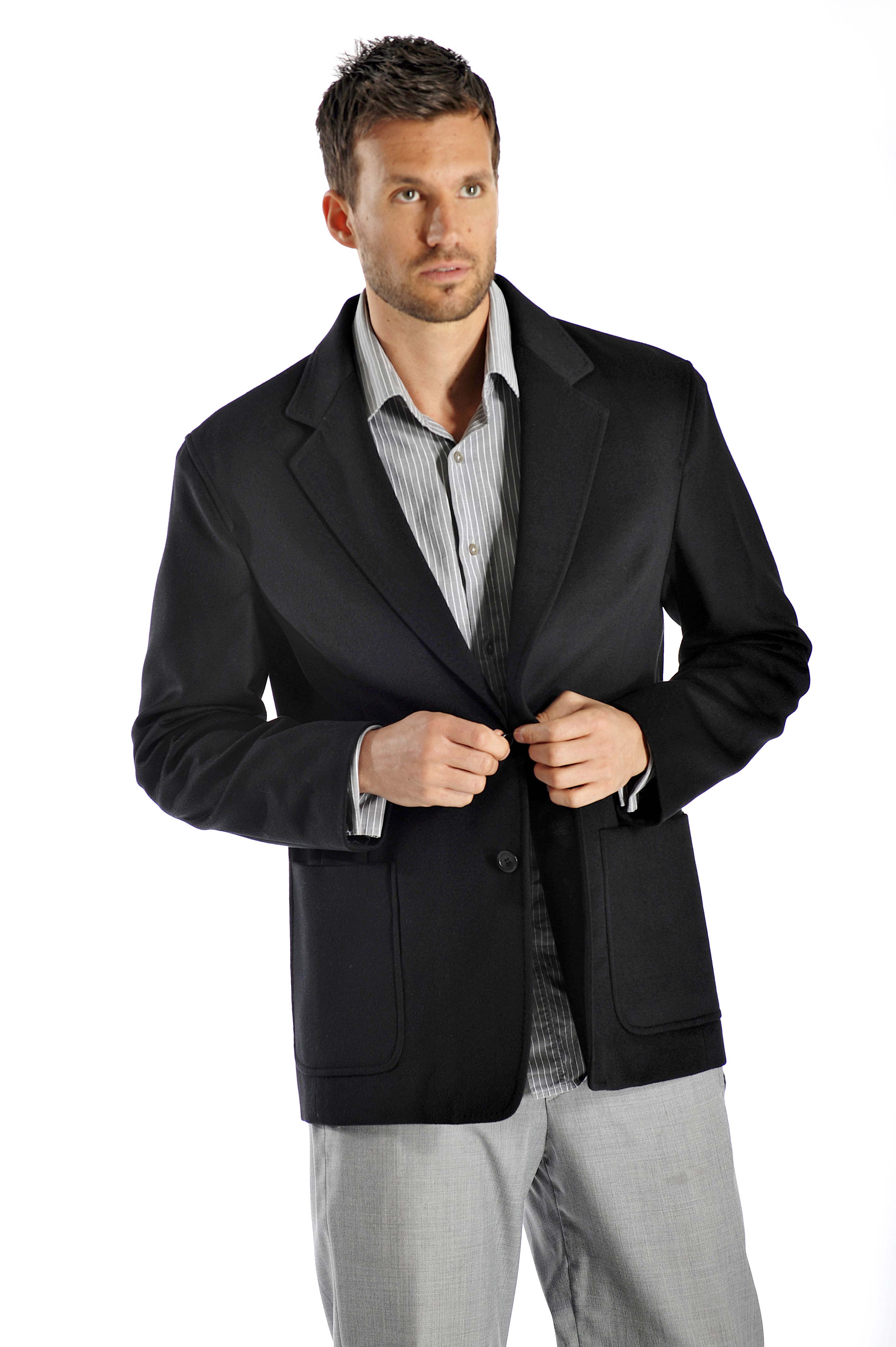 Cashmere Sport Coat for Men (Black, 38)