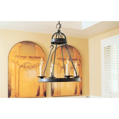 Lakeshore 4-Light Candle Style Wagon Wheel Chandelier 2nd Ave Design Finish: Blackwash, Shade: Taos Parchment