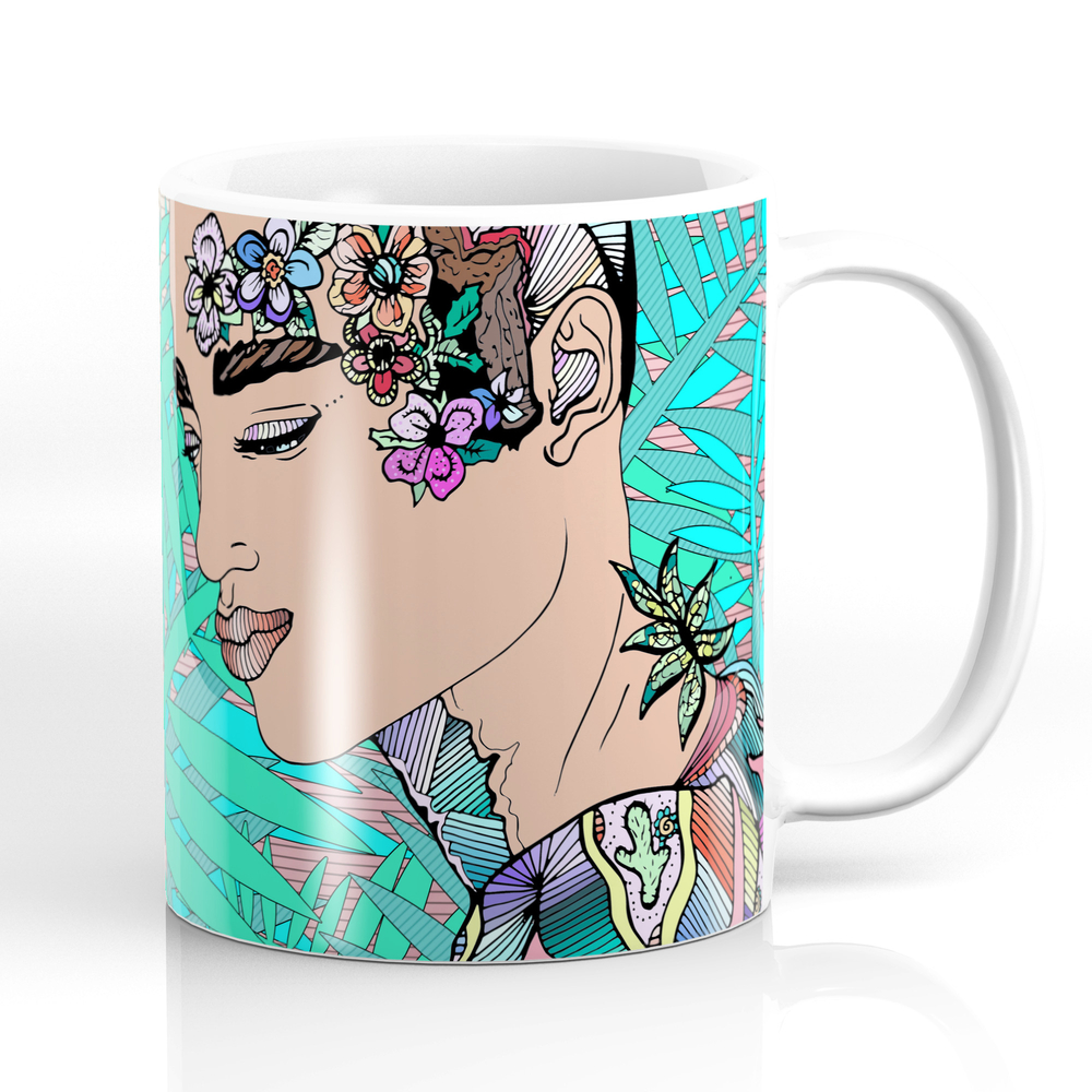 Stay Wild Flower Child Illustration Mug by andwomandesign