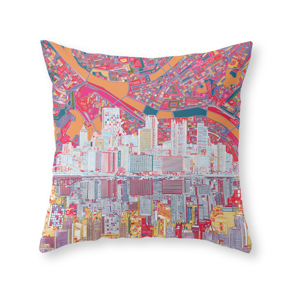 Pittsburgh City Skyline Throw Pillow by bekimart