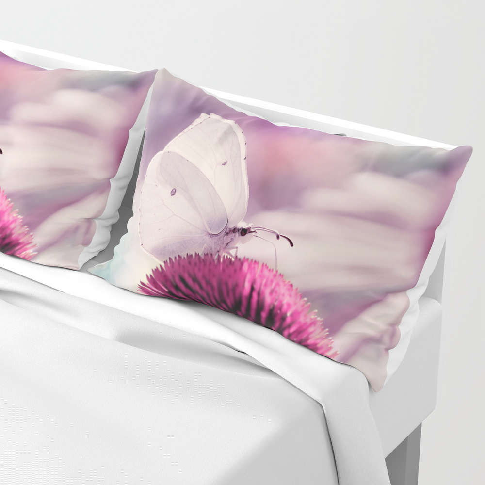 Beautiful White Butterfly 68 Pillow Shams by atteloi