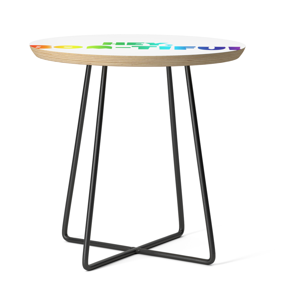 (Tshirt) Hey Bootiful (Vertical Rainbow) Side Table by green_cow