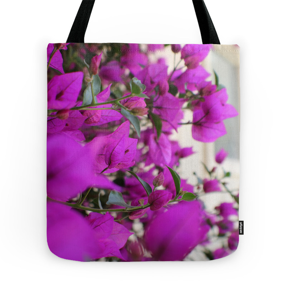 Purple Flower Wall Tote Bag by joebright