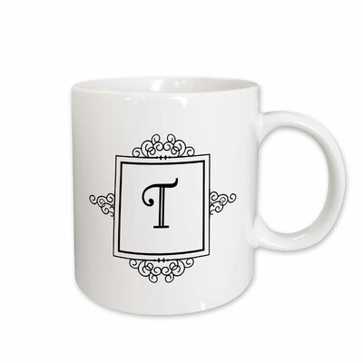 Initial Letter Personal Monogrammed Fancy and Typography Elegant Stylish Personalized Coffee Mug East Urban Home Color: White, Letter: T