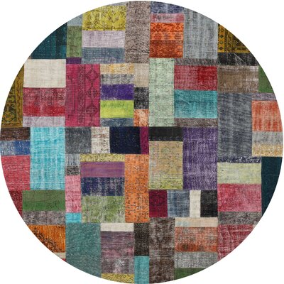 Contemporary Gray/Pink/Beige Area Rug East Urban Home Rug Size: Round 5'